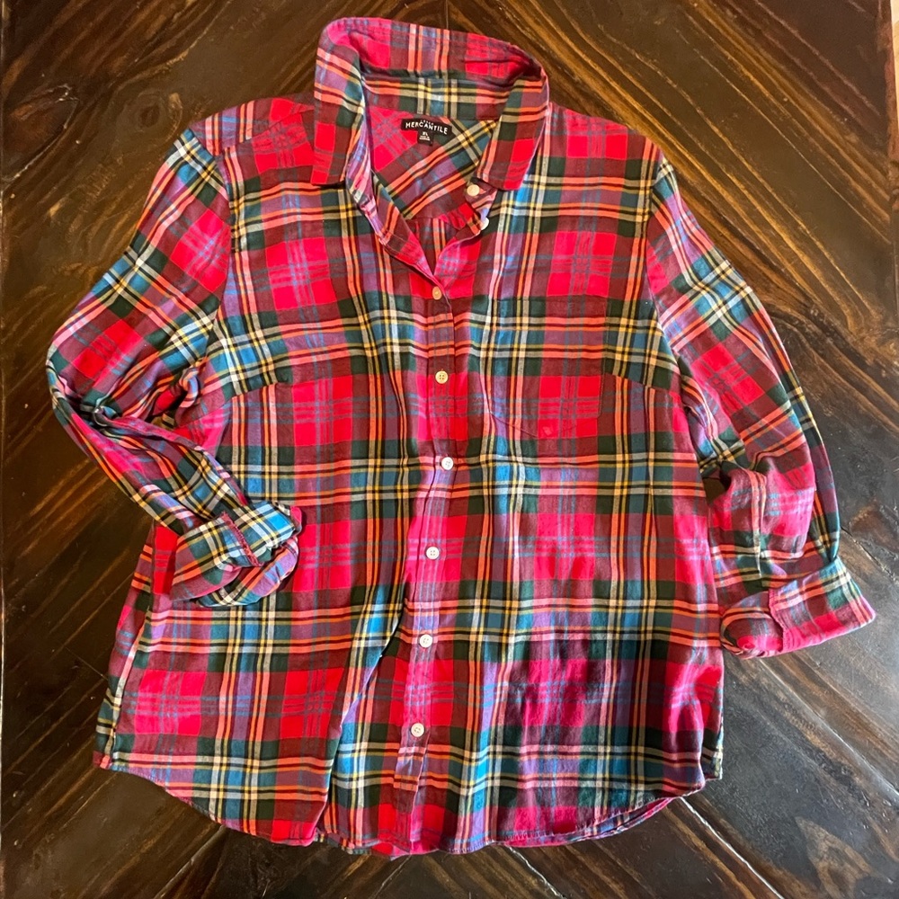 Jcrew mercantile plaid button down